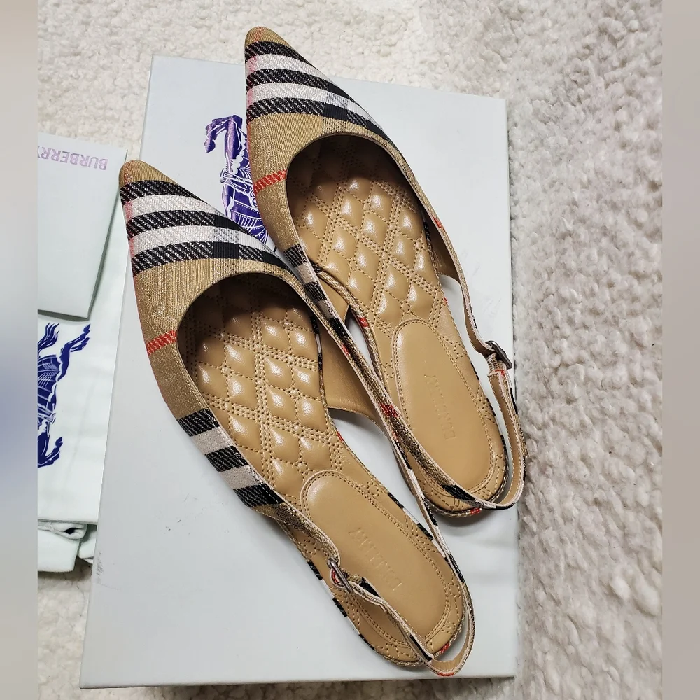 Burberry Birdie Check Slingback Flats - Picture 2 of 11